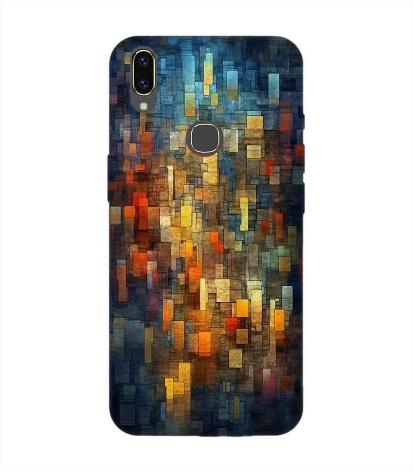 Printed Back Cover for Vivo V9 Close Up Colorful Mosaic Squares Shapes