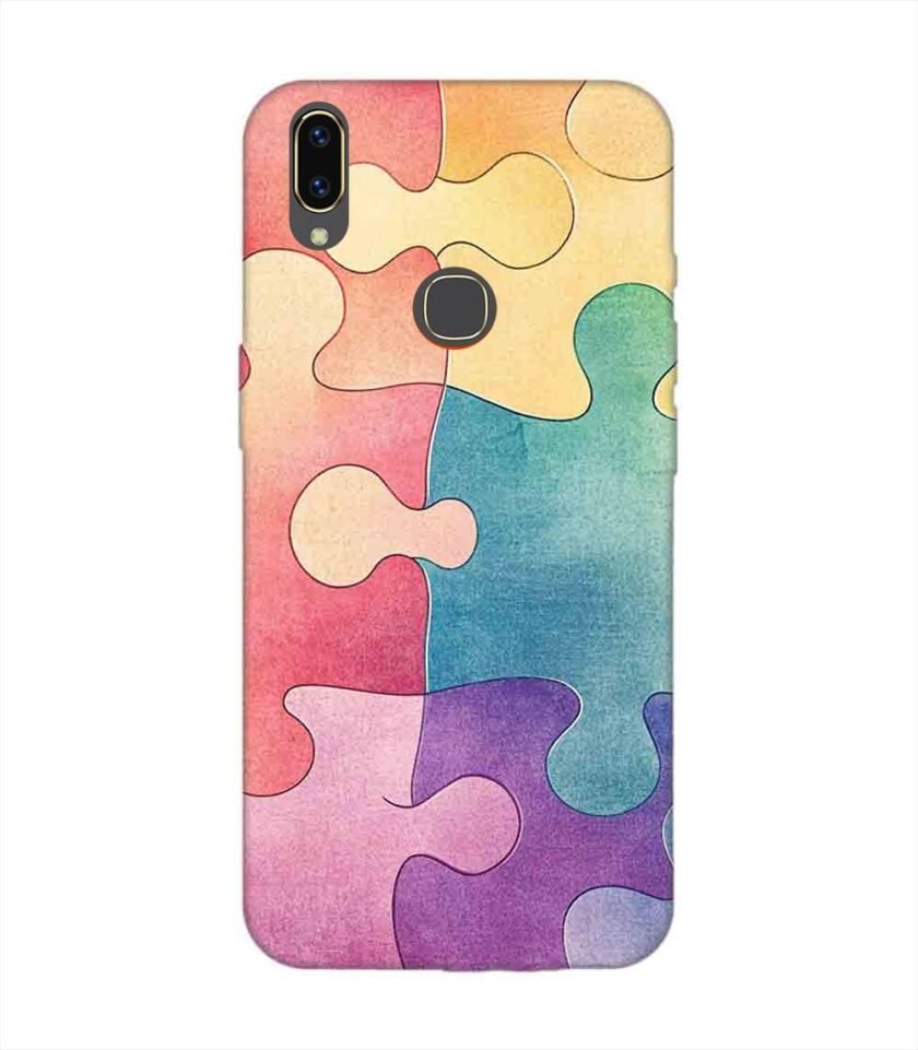 Printed Back Cover for Vivo V9 Close Up Colorful Puzzle Piece