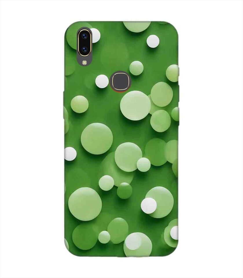 Printed Back Cover for Vivo V9 Close Up Green Background With White Polka Dots