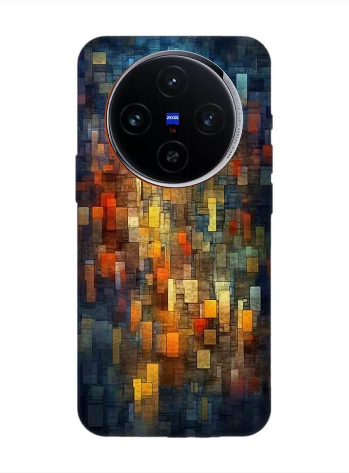 Printed Back Cover for Vivo X100 (5G) Close Up Colorful Mosaic Squares Shapes