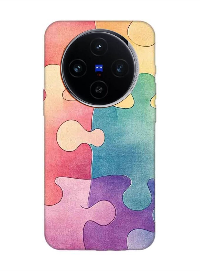 Printed Back Cover for Vivo X100 (5G) Close Up Colorful Puzzle Piece
