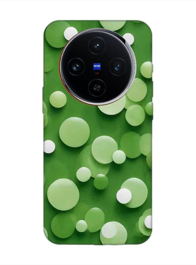 Printed Back Cover for Vivo X100 (5G) Close Up Green Background With White Polka Dots