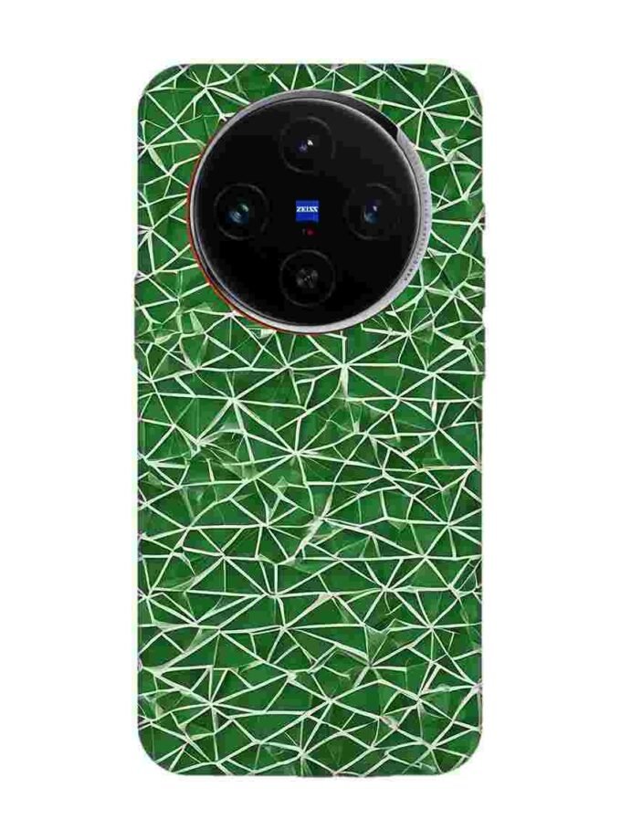 Printed Back Cover for Vivo X100 (5G) Close Up Green White Geometric Pattern