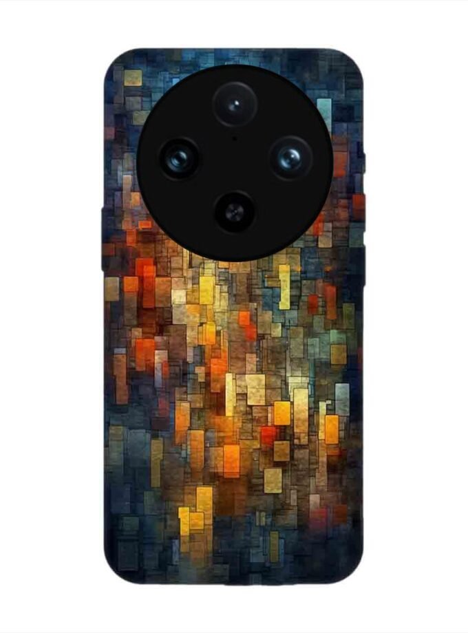 Printed Back Cover for Vivo X100 Pro (5G) Close Up Colorful Mosaic Squares Shapes