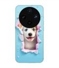 Printed Back Cover for Vivo X100 Pro (5G) Close Up Dog Looking Out Hole Wall