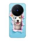 Printed Back Cover for Vivo X200 (5G) Close Up Dog Looking Out Hole Wall