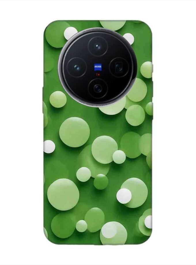 Printed Back Cover for Vivo X200 (5G) Close Up Green Background With White Polka Dots