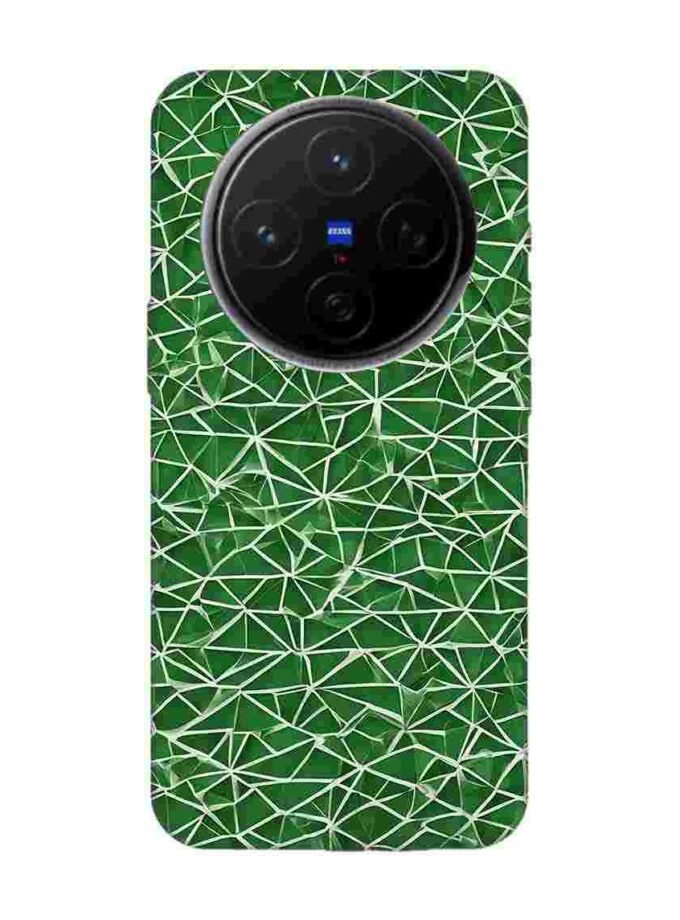 Printed Back Cover for Vivo X200 (5G) Close Up Green White Geometric Pattern