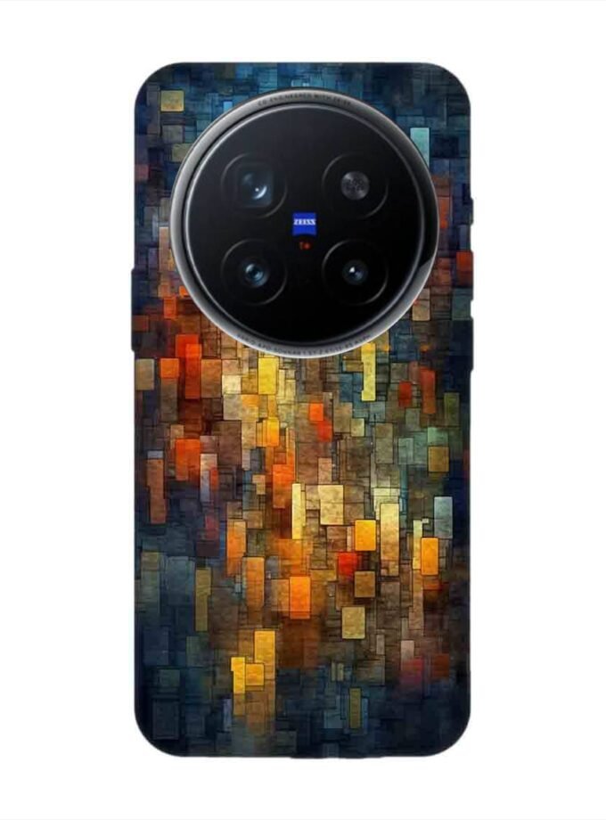Printed Back Cover for Vivo X200 Pro (5G) Close Up Colorful Mosaic Squares Shapes