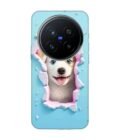Printed Back Cover for Vivo X200 Pro (5G) Close Up Dog Looking Out Hole Wall