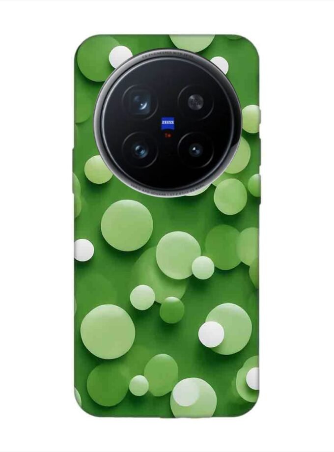 Printed Back Cover for Vivo X200 Pro (5G) Close Up Green Background With White Polka Dots