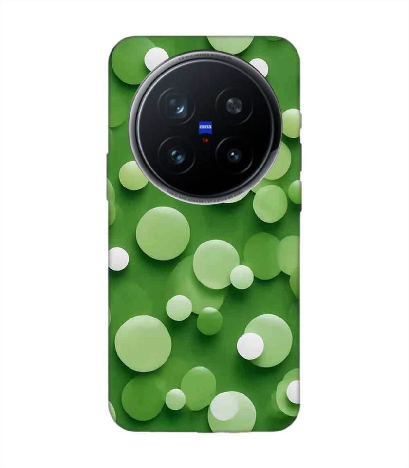 Printed Back Cover for Vivo X200 Pro (5G) Close Up Green Background With White Polka Dots