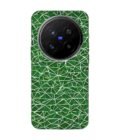 Printed Back Cover for Vivo X200 Pro (5G) Close Up Green White Geometric Pattern