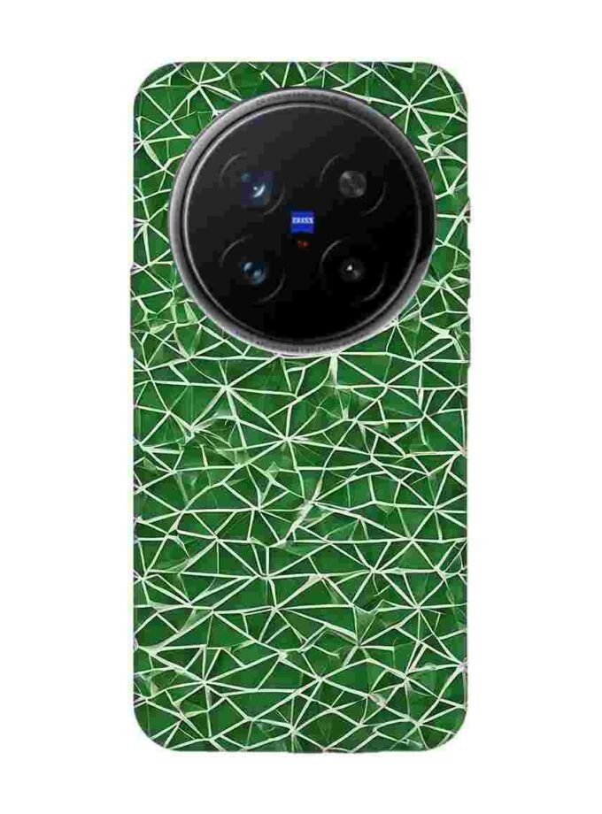 Printed Back Cover for Vivo X200 Pro (5G) Close Up Green White Geometric Pattern