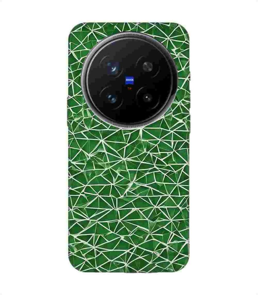 Printed Back Cover for Vivo X200 Pro (5G) Close Up Green White Geometric Pattern