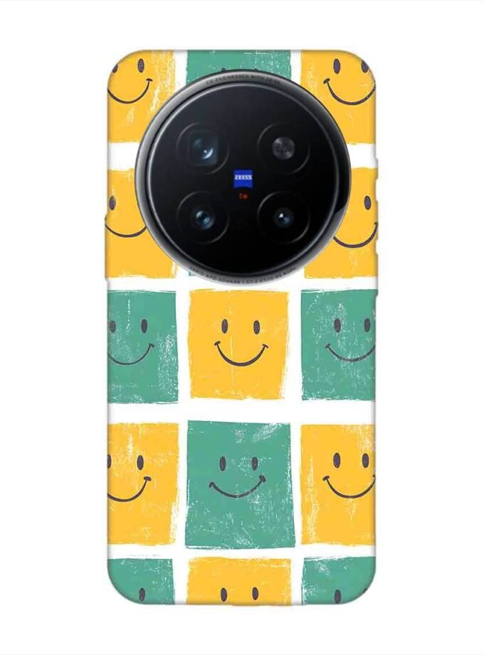 Printed Back Cover for Vivo X200 Pro (5G) Close Up Pattern Smiley Faces