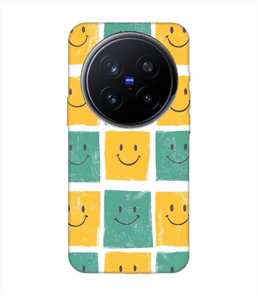 Printed Back Cover for Vivo X200 Pro (5G) Close Up Pattern Smiley Faces