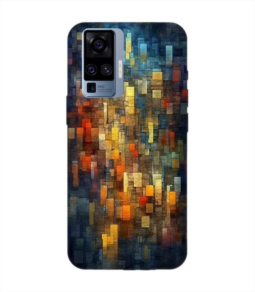 Printed Back Cover for Vivo X50 Pro Close Up Colorful Mosaic Squares Shapes