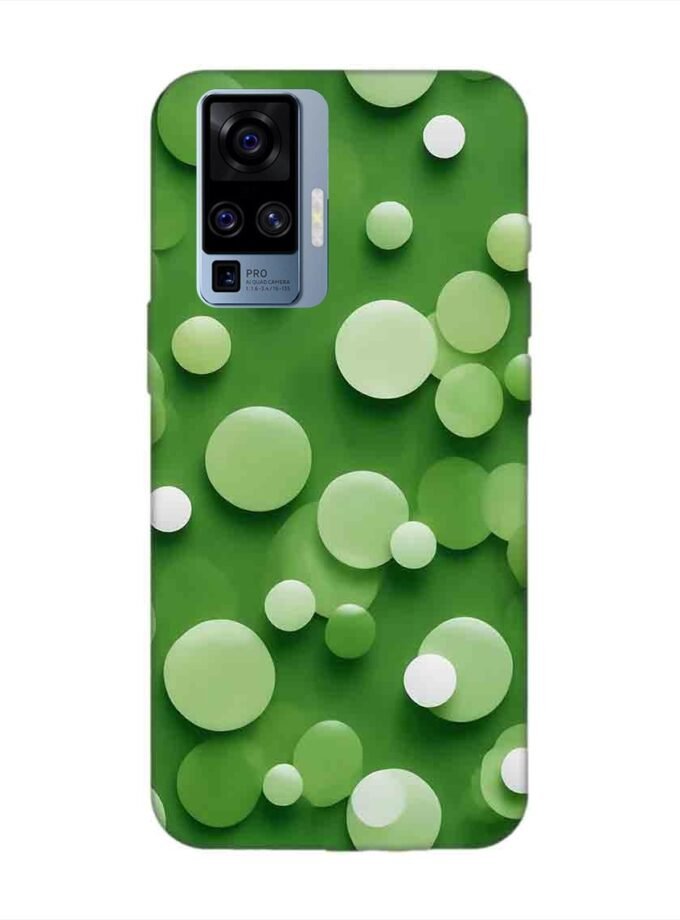Printed Back Cover for Vivo X50 Pro Close Up Green Background With White Polka Dots