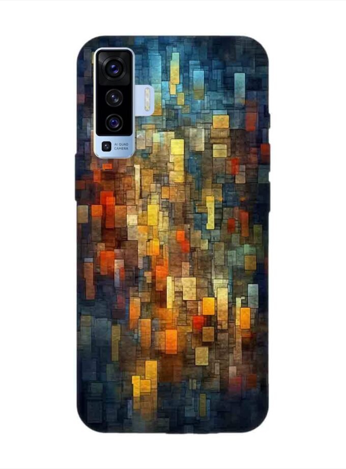 Printed Back Cover for Vivo X50 Close Up Colorful Mosaic Squares Shapes