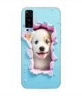 Printed Back Cover for Vivo X50 Close Up Dog Looking Out Hole Wall