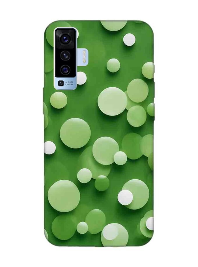 Printed Back Cover for Vivo X50 Close Up Green Background With White Polka Dots