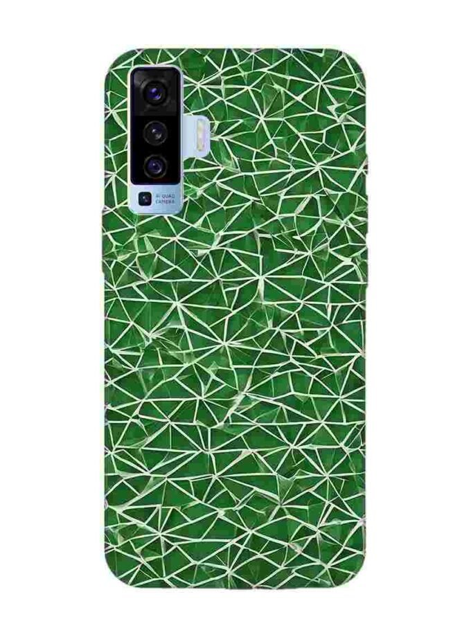 Printed Back Cover for Vivo X50 Close Up Green White Geometric Pattern