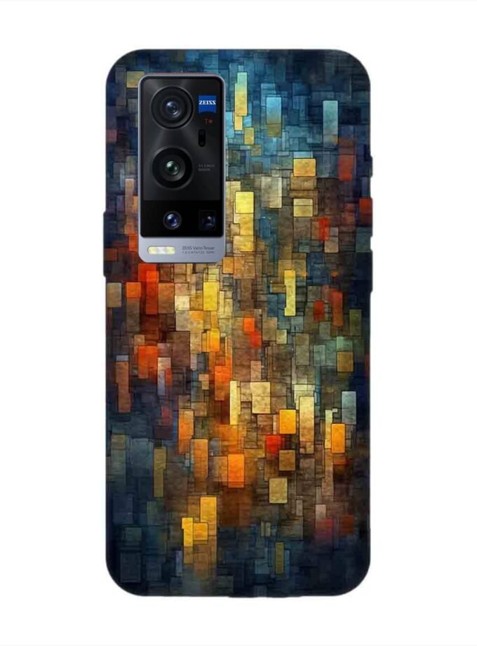Printed Back Cover for Vivo X60 Pro Plus Close Up Colorful Mosaic Squares Shapes