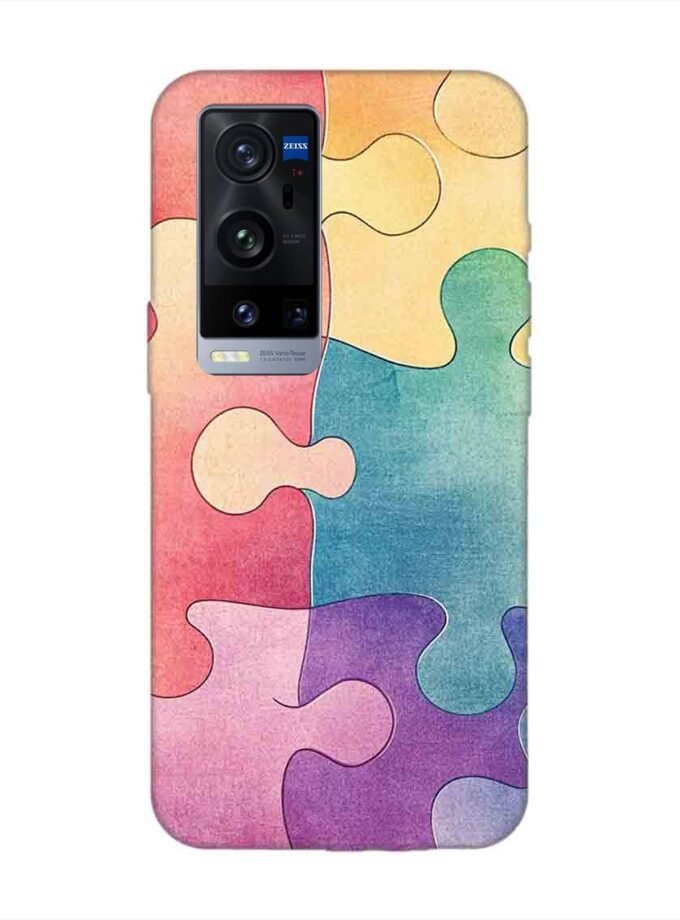 Printed Back Cover for Vivo X60 Pro Plus Close Up Colorful Puzzle Piece