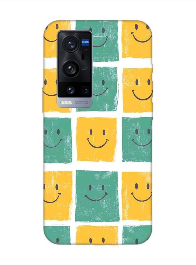 Printed Back Cover for Vivo X60 Pro Plus Close Up Pattern Smiley Faces