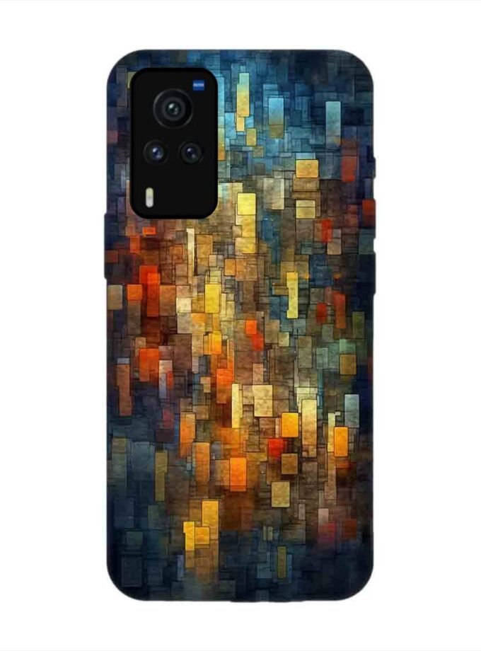 Printed Back Cover for Vivo X60 Pro Close Up Colorful Mosaic Squares Shapes