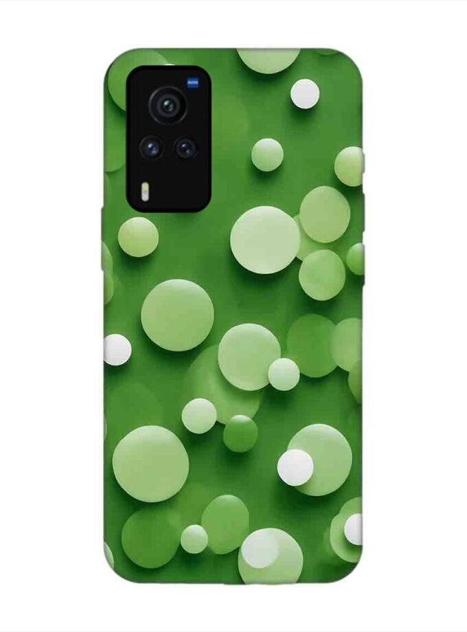 Printed Back Cover for Vivo X60 Pro Close Up Green Background With White Polka Dots
