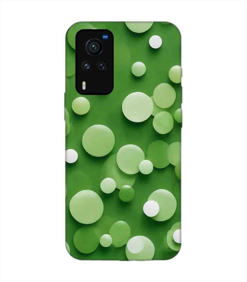 Printed Back Cover for Vivo X60 Pro Close Up Green Background With White Polka Dots