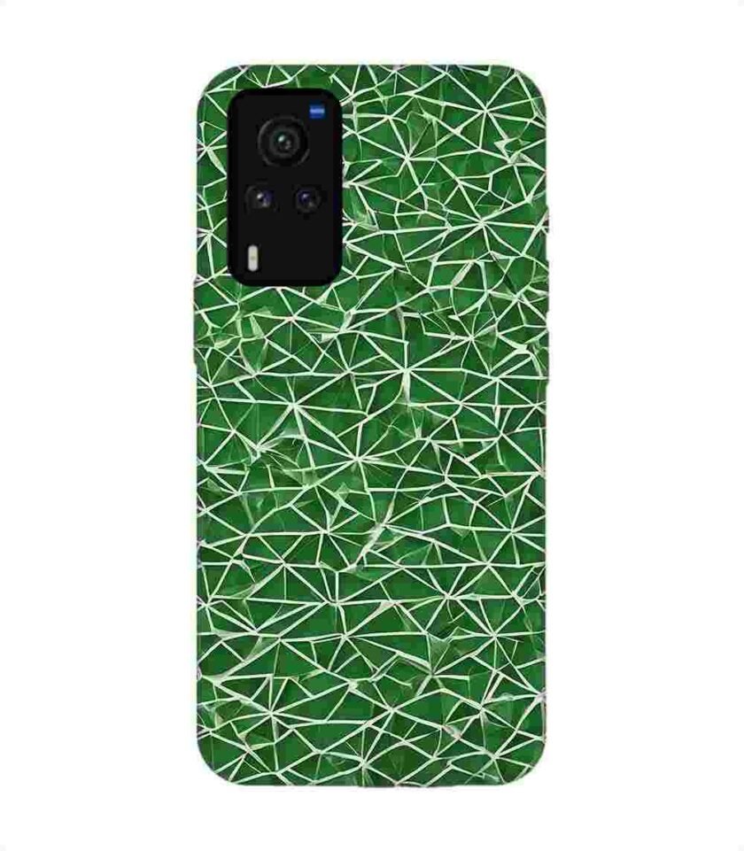 Printed Back Cover for Vivo X60 Pro Close Up Green White Geometric Pattern