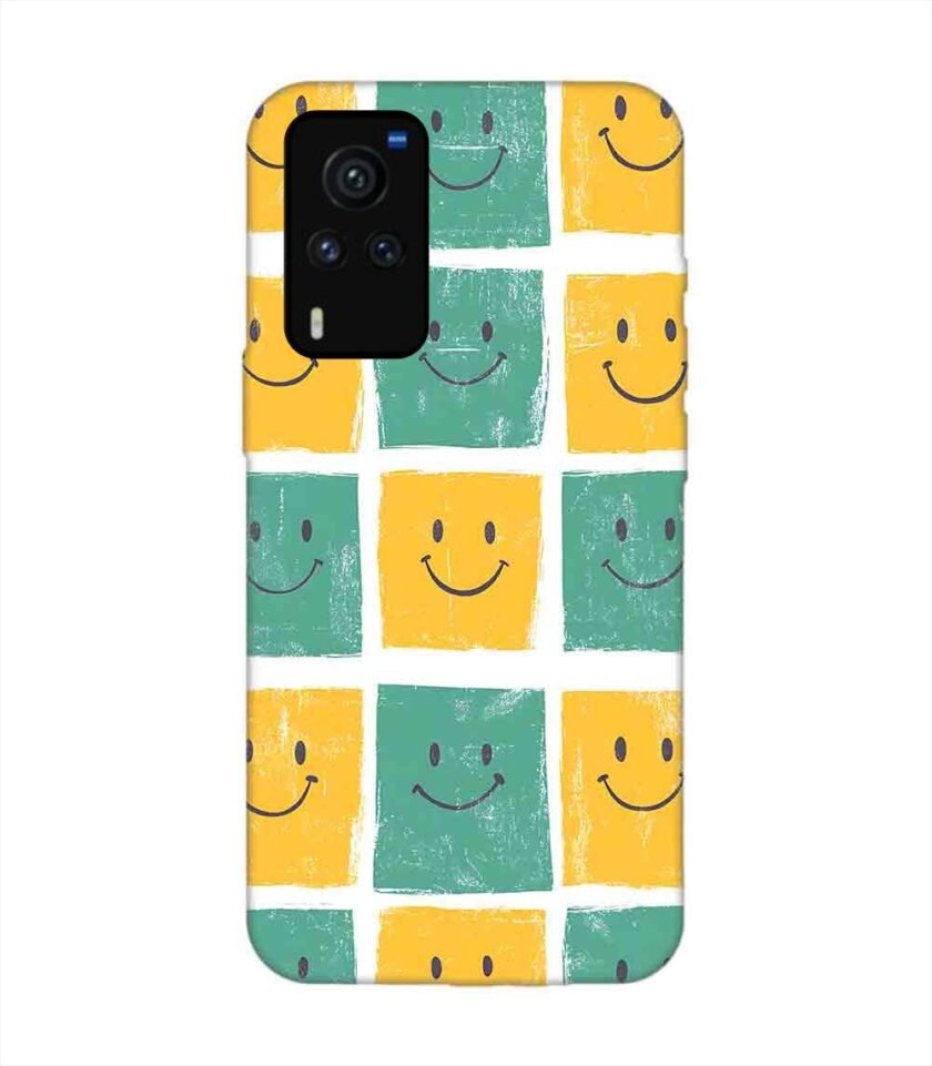 Printed Back Cover for Vivo X60 Pro Close Up Pattern Smiley Faces