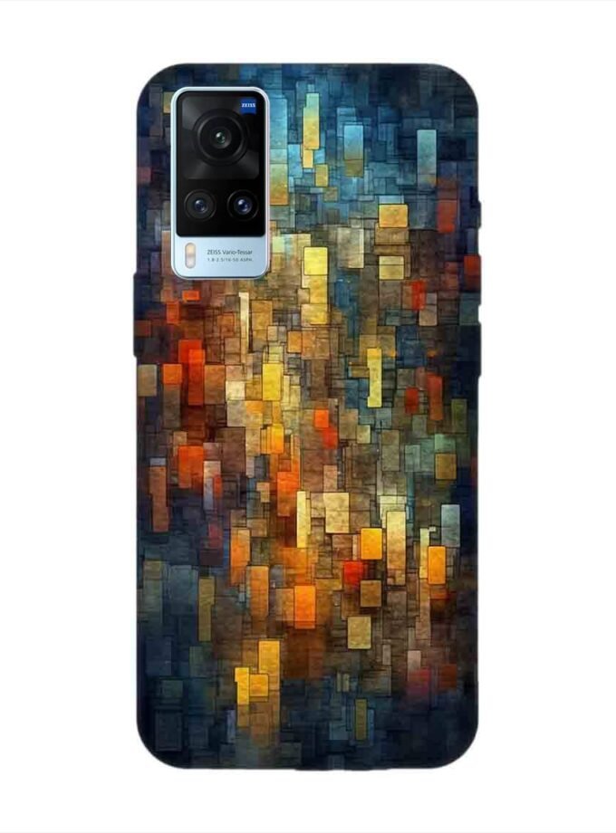 Printed Back Cover for Vivo X60 Close Up Colorful Mosaic Squares Shapes