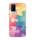 Printed Back Cover for Vivo X60 Close Up Colorful Puzzle Piece