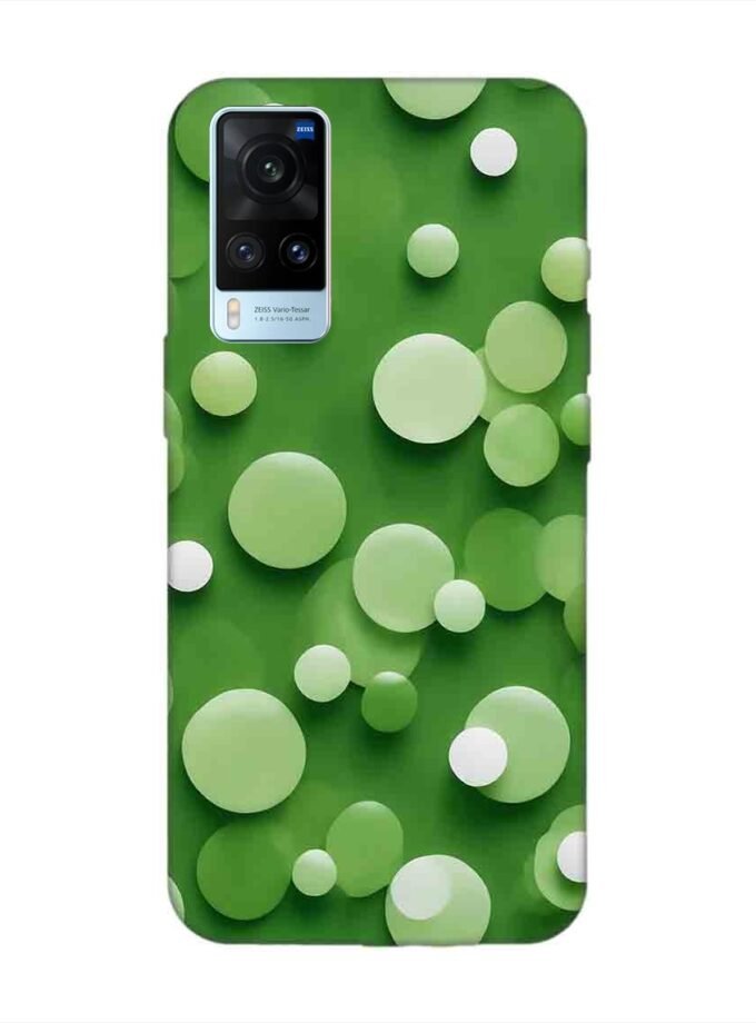 Printed Back Cover for Vivo X60 Close Up Green Background With White Polka Dots