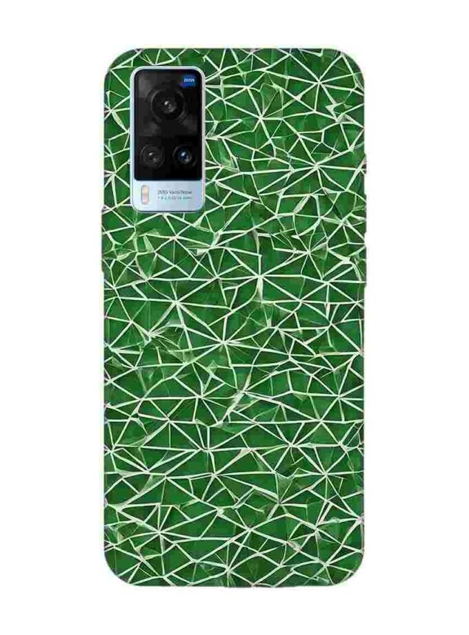 Printed Back Cover for Vivo X60 Close Up Green White Geometric Pattern