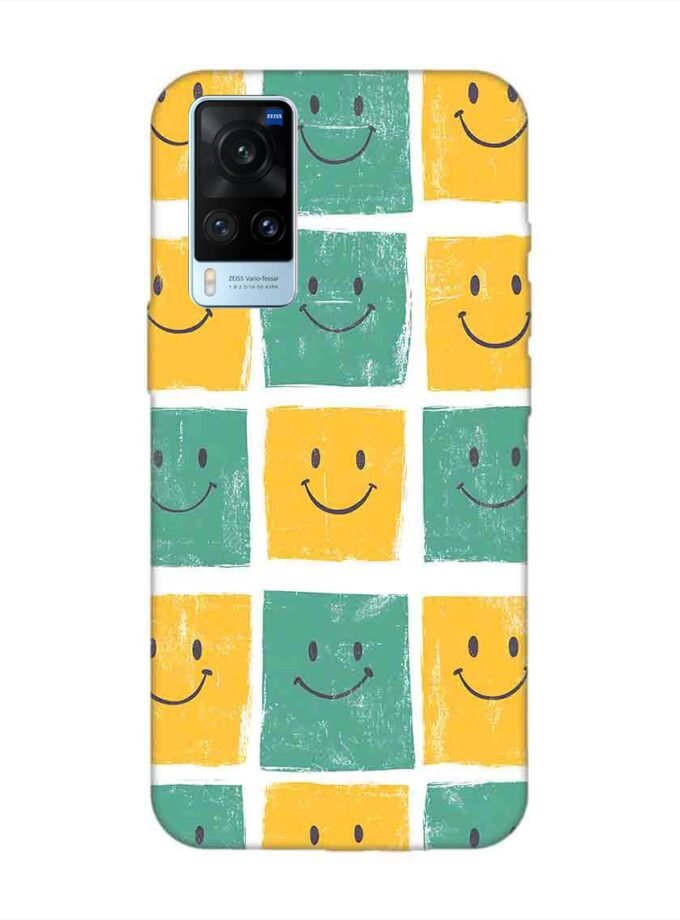 Printed Back Cover for Vivo X60 Close Up Pattern Smiley Faces