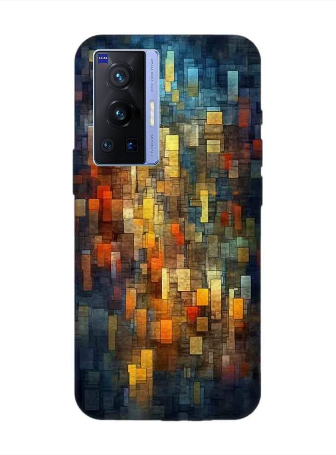 Printed Back Cover for Vivo X70 Pro (5G) Close Up Colorful Mosaic Squares Shapes