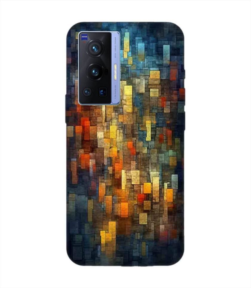 Printed Back Cover for Vivo X70 Pro (5G) Close Up Colorful Mosaic Squares Shapes