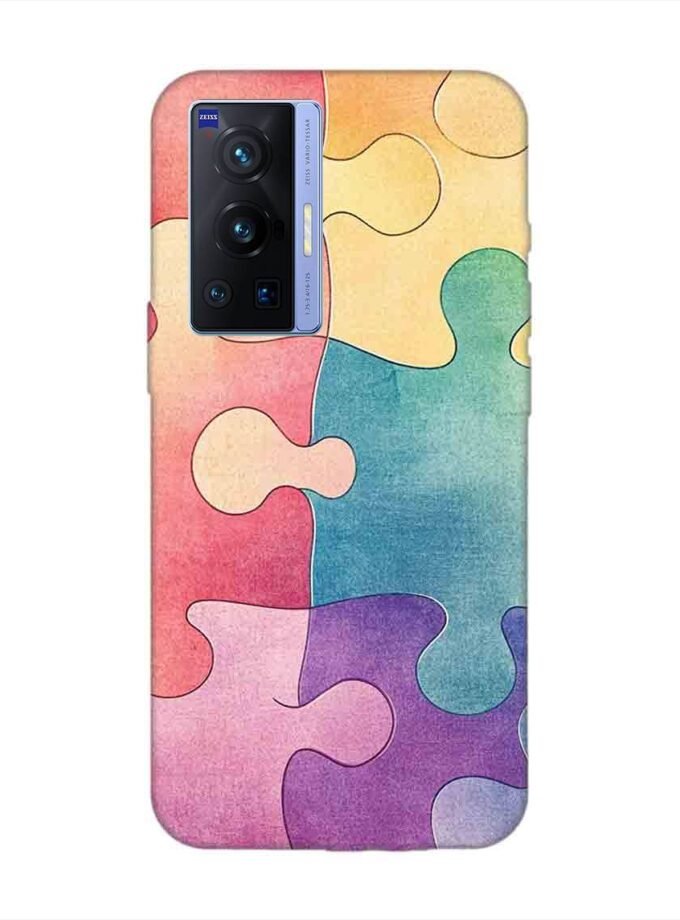 Printed Back Cover for Vivo X70 Pro (5G) Close Up Colorful Puzzle Piece