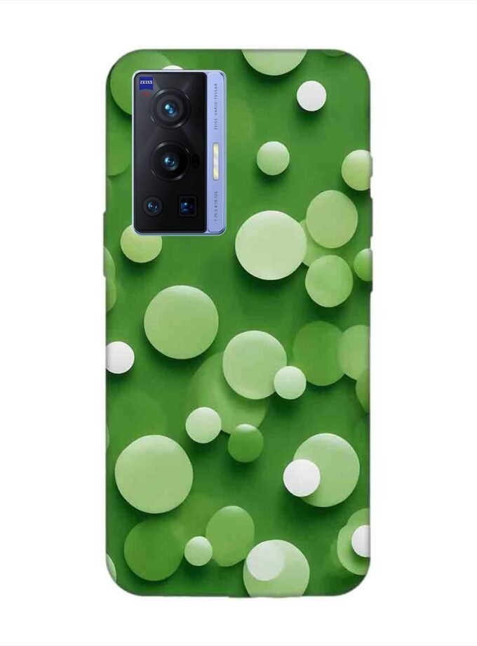 Printed Back Cover for Vivo X70 Pro (5G) Close Up Green Background With White Polka Dots