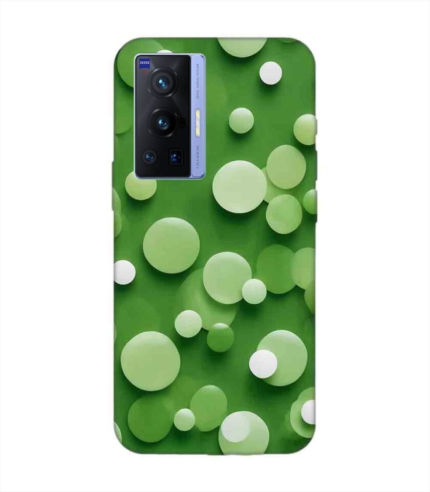Printed Back Cover for Vivo X70 Pro (5G) Close Up Green Background With White Polka Dots