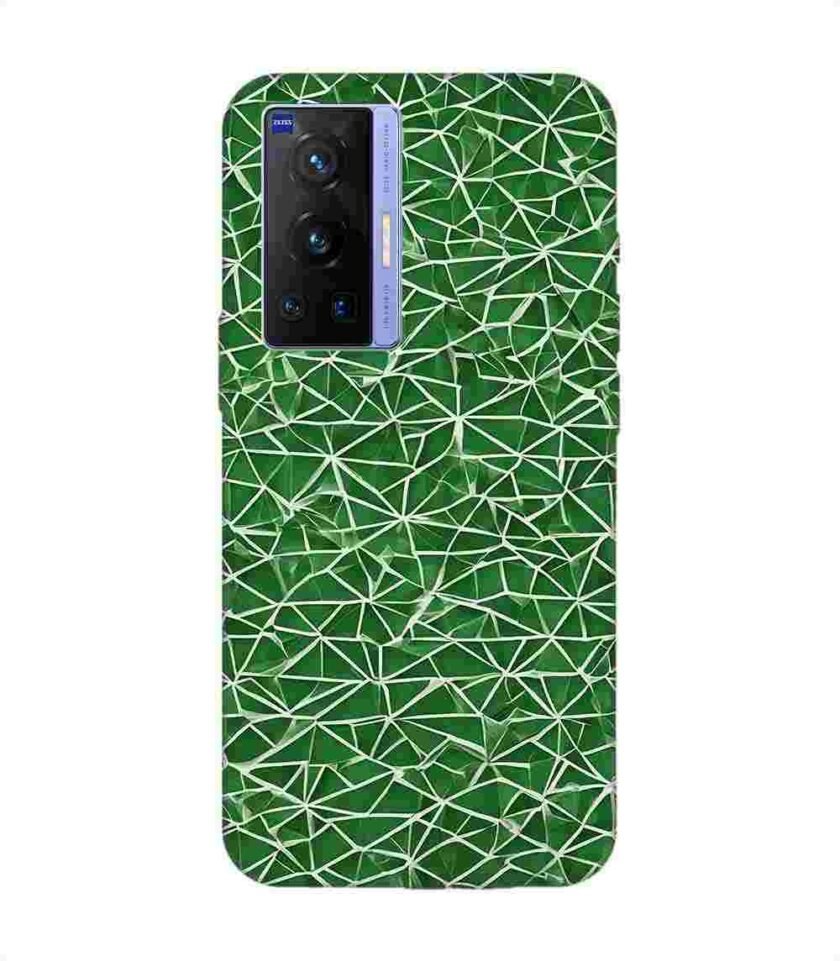 Printed Back Cover for Vivo X70 Pro (5G) Close Up Green White Geometric Pattern