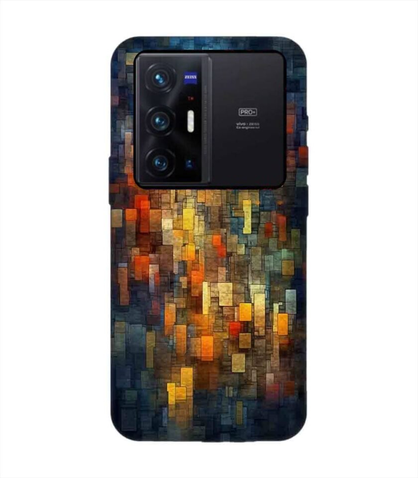 Printed Back Cover for Vivo X70 Pro Plus Close Up Colorful Mosaic Squares Shapes