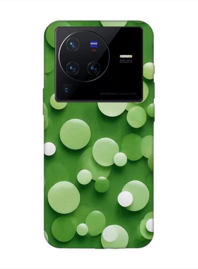 Printed Back Cover for Vivo X80 Pro Close Up Green Background With White Polka Dots