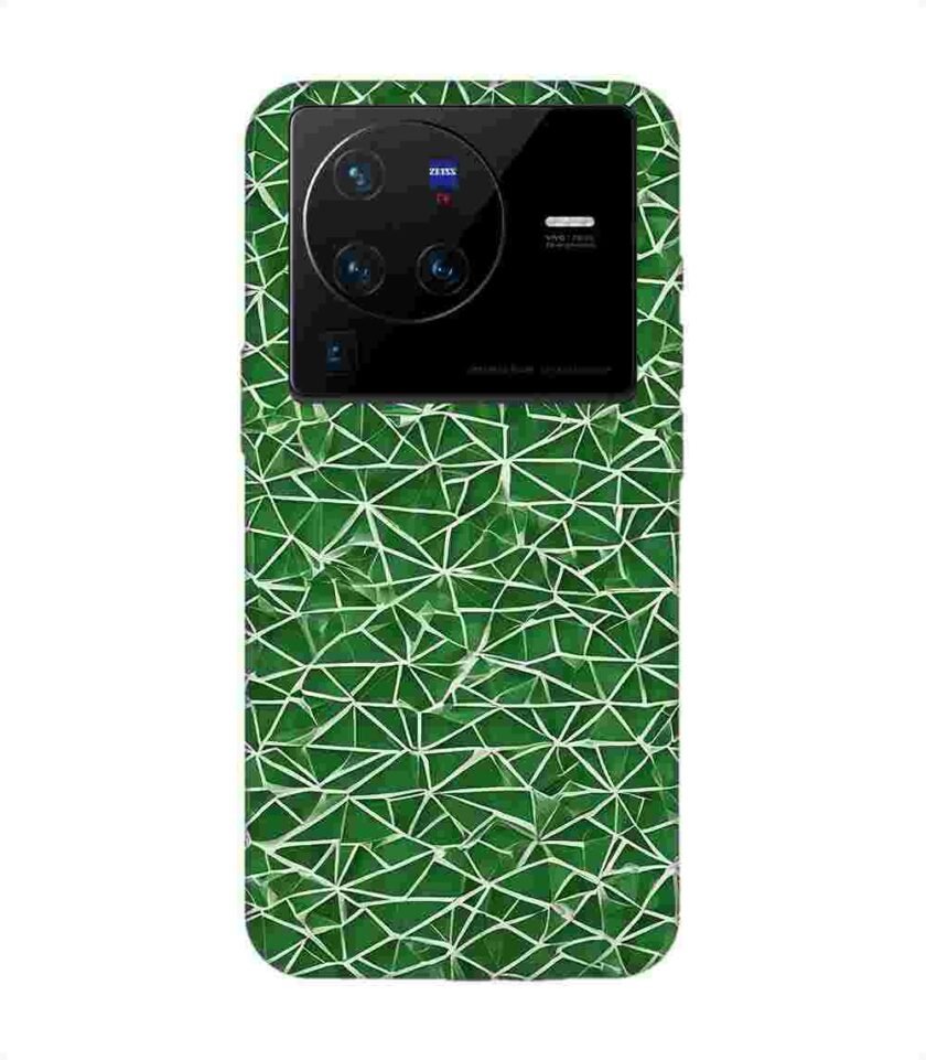 Printed Back Cover for Vivo X80 Pro Close Up Green White Geometric Pattern