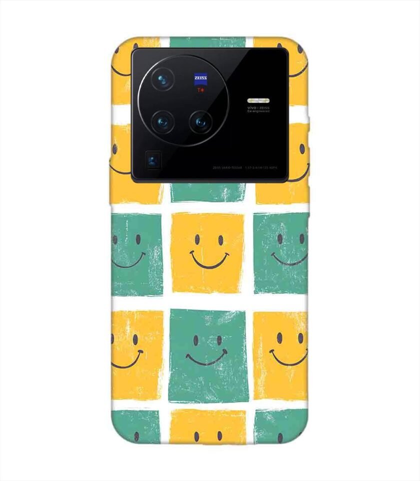 Printed Back Cover for Vivo X80 Pro Close Up Pattern Smiley Faces